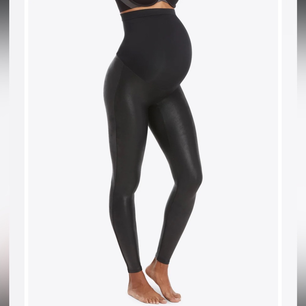 Spanx Mama Faux Leather Maternity Leggings